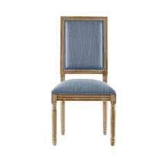 [Set of 2] French Country Dining Chairs - Elegant Cane Backrest & Upholstered Seats with Fluted Legs - Rustic Weathered Finish - Solid Rubberwood Frame - Vintage Inspired Kitchen & Dining Room Chairs