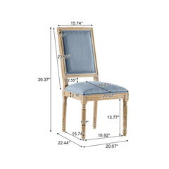 [Set of 2] French Country Dining Chairs - Elegant Cane Backrest & Upholstered Seats with Fluted Legs - Rustic Weathered Finish - Solid Rubberwood Frame - Vintage Inspired Kitchen & Dining Room Chairs