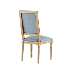 [Set of 2] French Country Dining Chairs - Elegant Cane Backrest & Upholstered Seats with Fluted Legs - Rustic Weathered Finish - Solid Rubberwood Frame - Vintage Inspired Kitchen & Dining Room Chairs