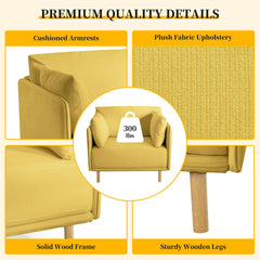 39" Modern Upholstered Accent Chair with Soft Cushions, Sleek Armrest Design and Sturdy Wooden Legs, Cozy Seating for Living Room, Bedroom, or Office Lounge