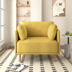 39" Modern Upholstered Accent Chair with Soft Cushions, Sleek Armrest Design and Sturdy Wooden Legs, Cozy Seating for Living Room, Bedroom, or Office Lounge