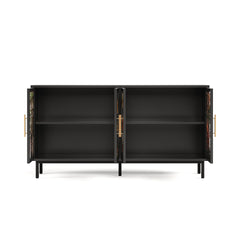 60.3" with 4 doors for Buffet Cabinets, Glazed painting art storage Cabinets, American retro control Console Table decorative Cabinets, Living room, Bedroom, Dining room