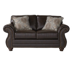 Leinster Fabric Upholstered Nailhead Loveseat in Espresso