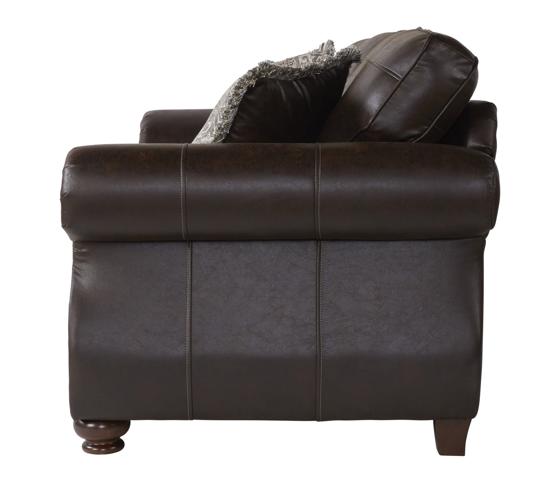 Leinster Fabric Upholstered Nailhead Loveseat in Espresso