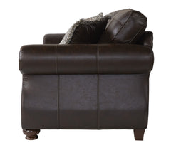 Leinster Fabric Upholstered Nailhead Loveseat in Espresso