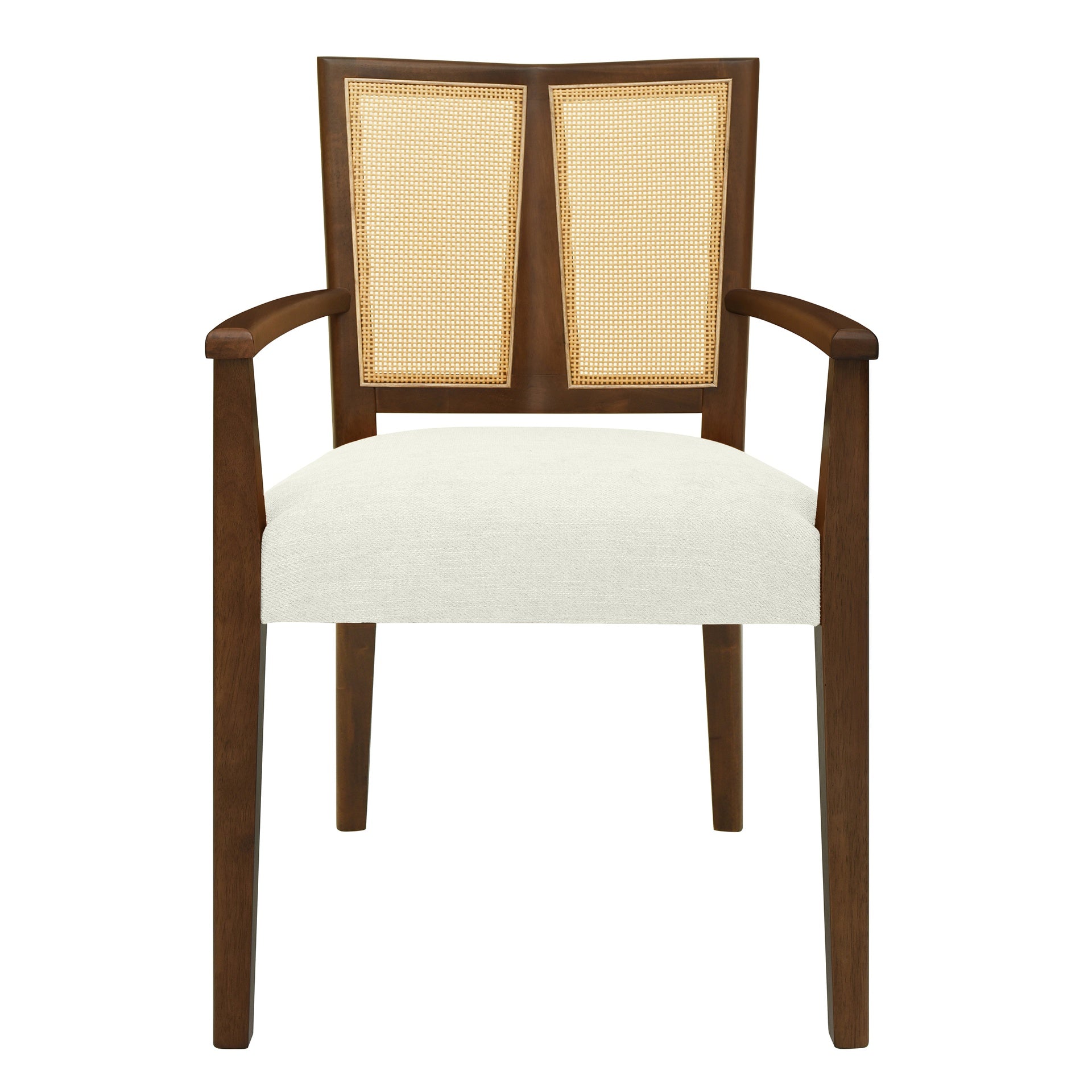ARM DINING CHAIR(walnut+beige) Set of 2