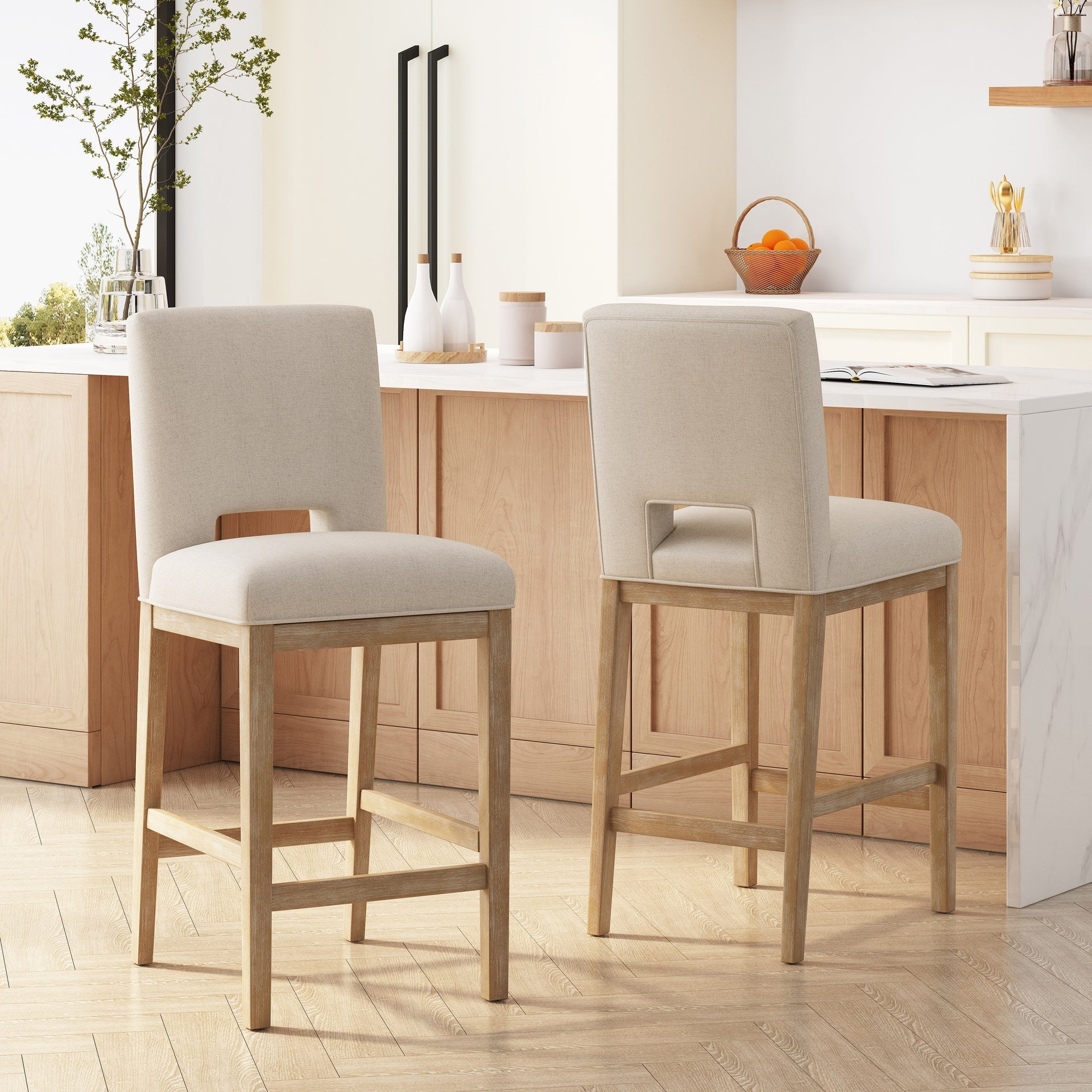 31 Inch Counter Stools, Set of 2, Fabric