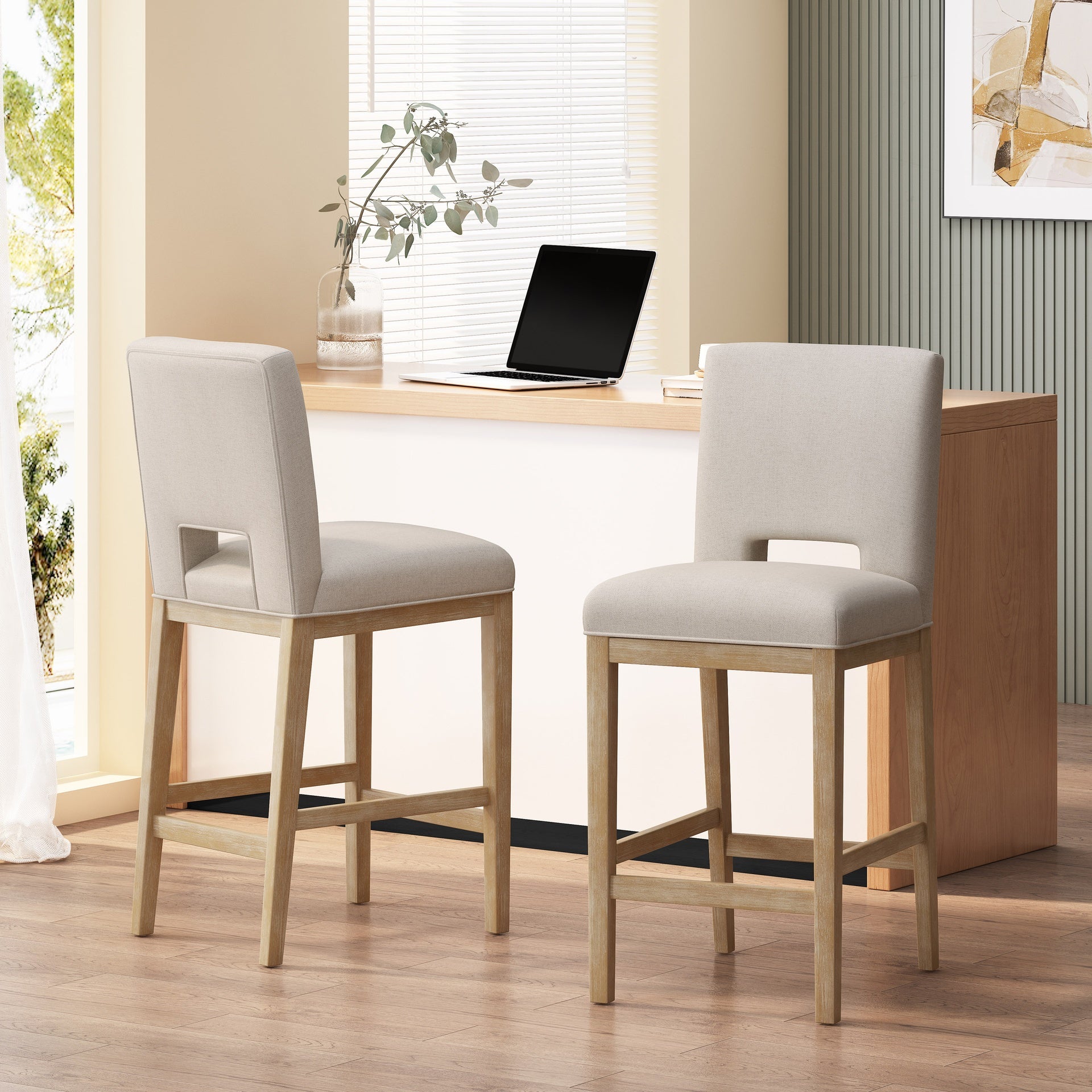 31 Inch Counter Stools, Set of 2, Fabric