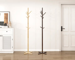 Neutral Finish Modern Coat Rack Solid Wood, Coat Hanger Stand Entryway Home Furniture 1pc