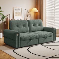 It is a multi-functional sofa, a 80.4-inch convertible sofa bed, and a 2-in-1 piece suitable for both sitting and lying down. Made of  Sheneyron fabric, it is suitable for living rooms, bedrooms