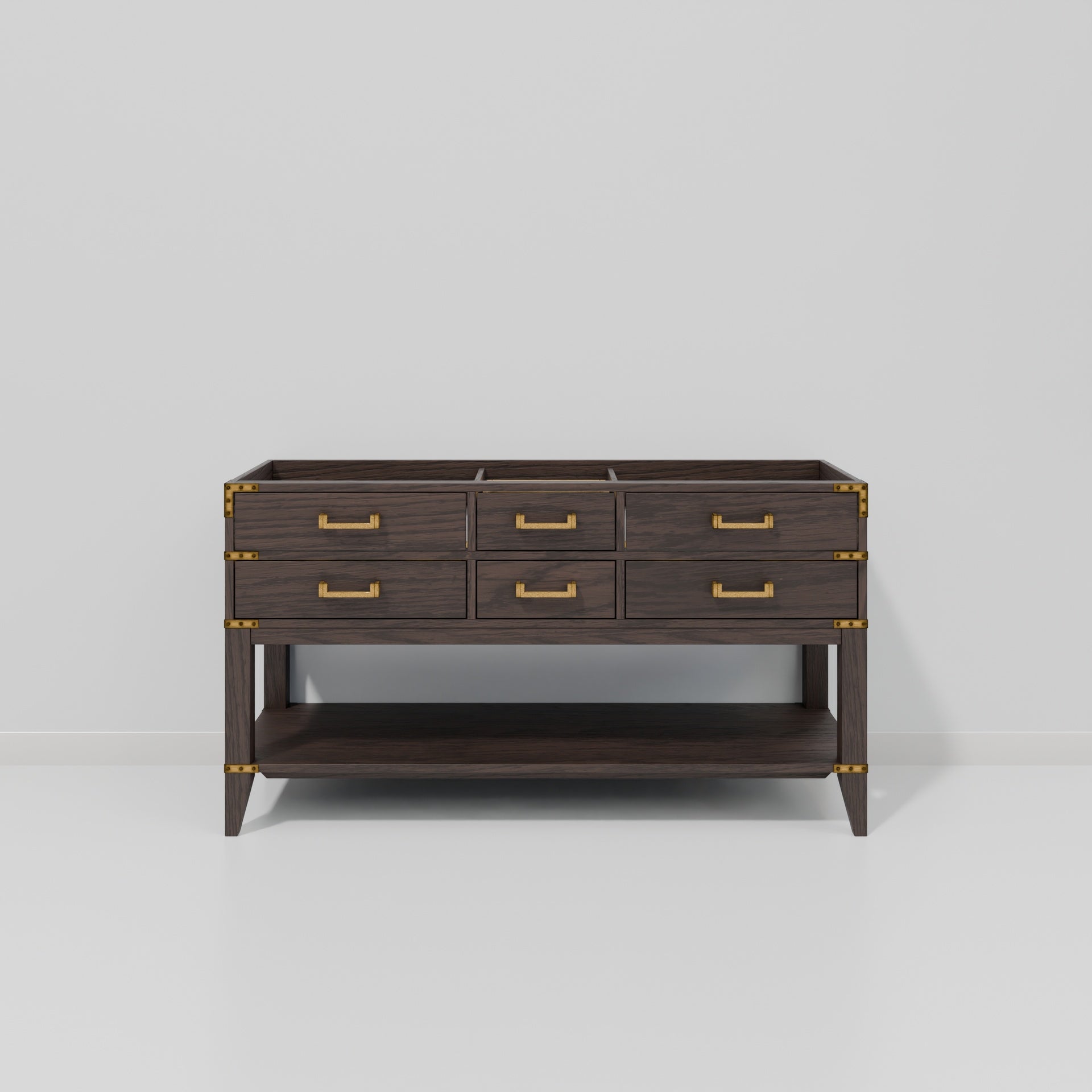 Brown Oak Double Bath Vanity 60 in. W x 22 in. D