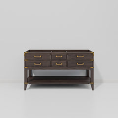 Brown Oak Double Bath Vanity 60 in. W x 22 in. D