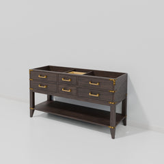 Brown Oak Double Bath Vanity 60 in. W x 22 in. D