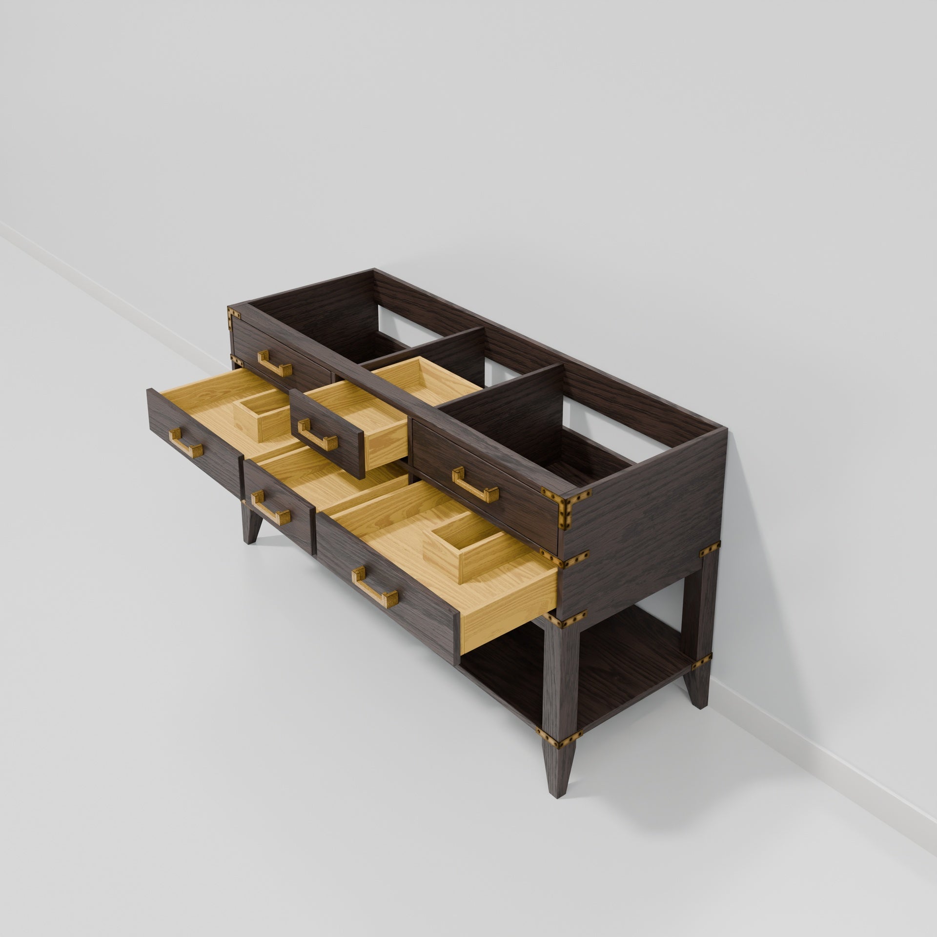 Brown Oak Double Bath Vanity 60 in. W x 22 in. D