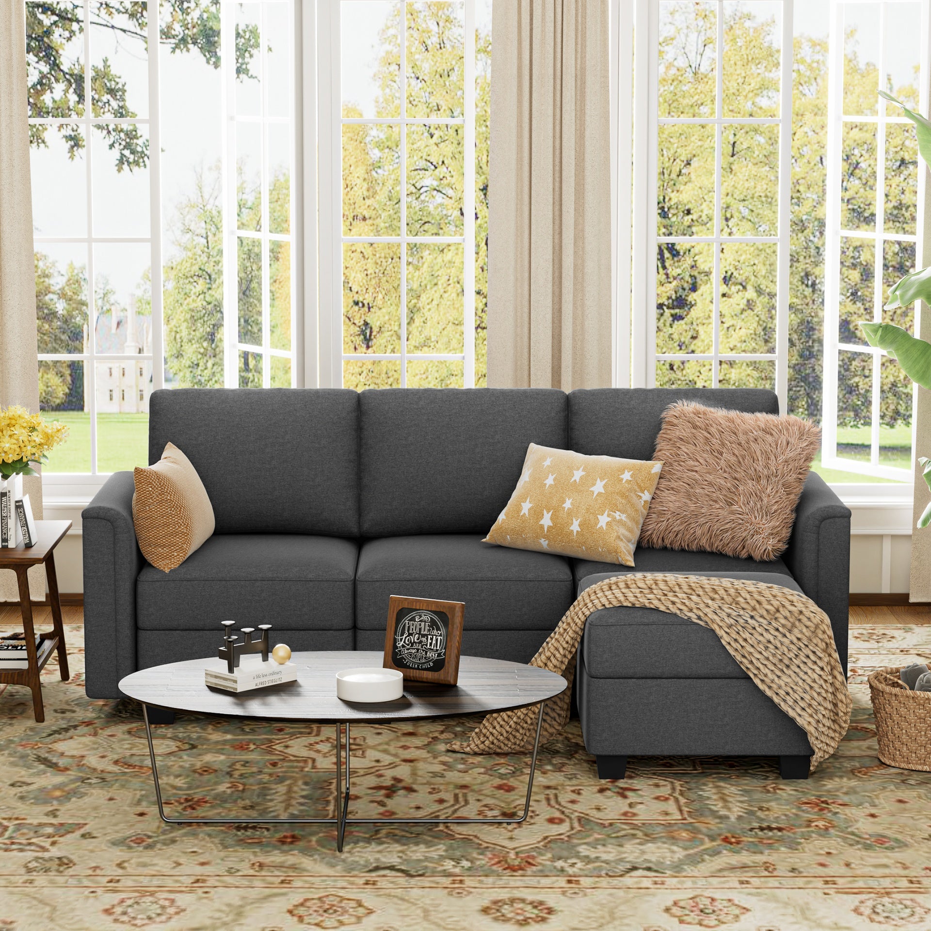 Modular Sectional Sofa, Convertible L Shaped Sofa Couch with Chaise and Storage, Comfy Modular Sofa Couch for Bedroom, Living Room, Office, Modern L Shaped Sectional Sofa
