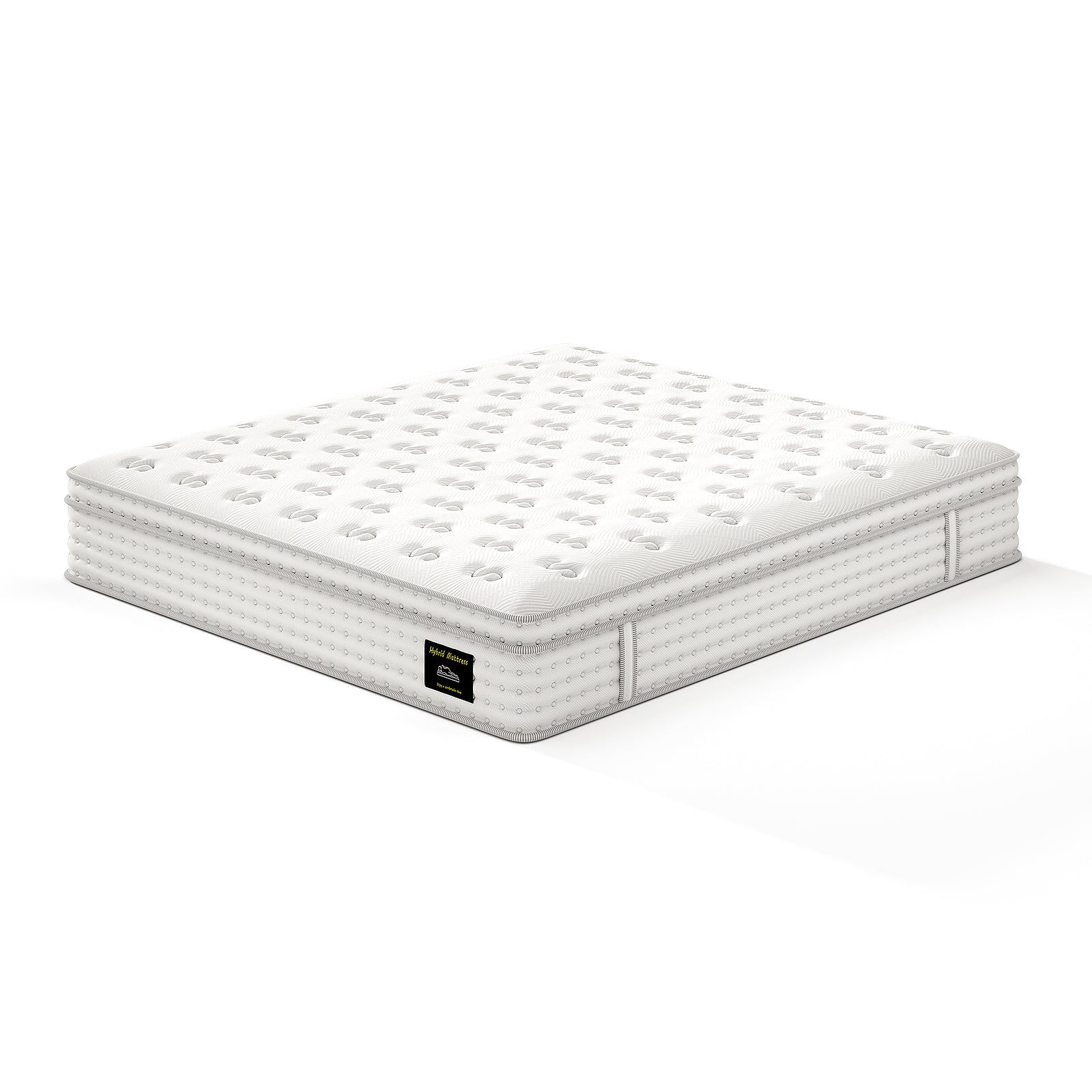 12'' Hybrid Mattress - King, Memory Foam & Pocket Springs for Pressure Relief, Fiberglass Free Ergonomic Home White