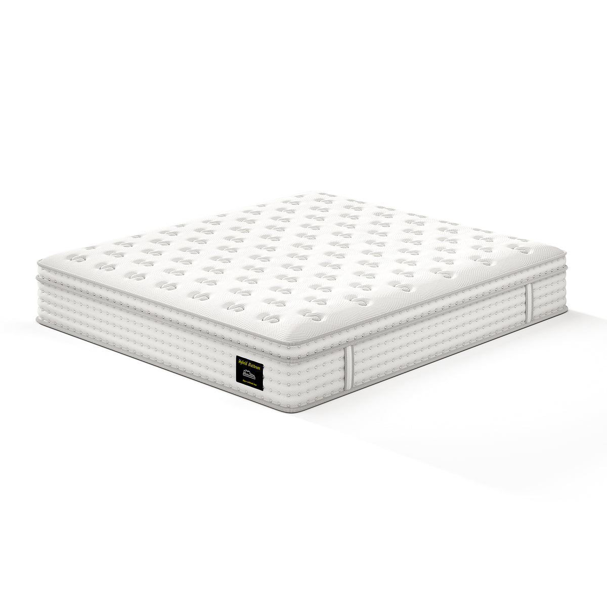 12'' Hybrid Mattress - King, Memory Foam & Pocket Springs for Pressure Relief, Fiberglass Free Ergonomic Home White