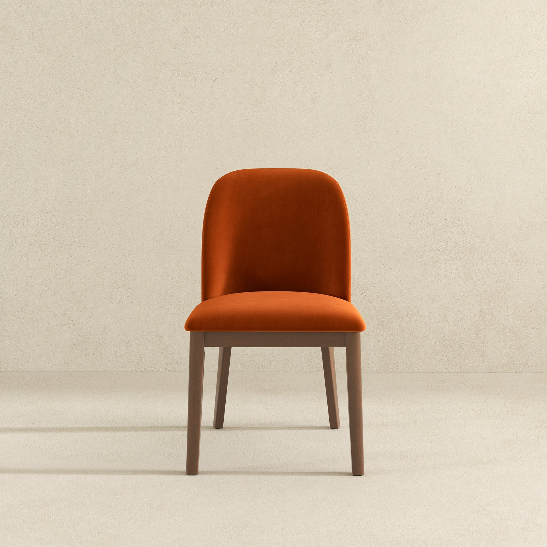 New Design Dining Kitchen Mid-Century Modern Chairs with Wood Legs Kaitlyn  Burnt Orange Velvet Dining Chair (Set Of 2) 33''