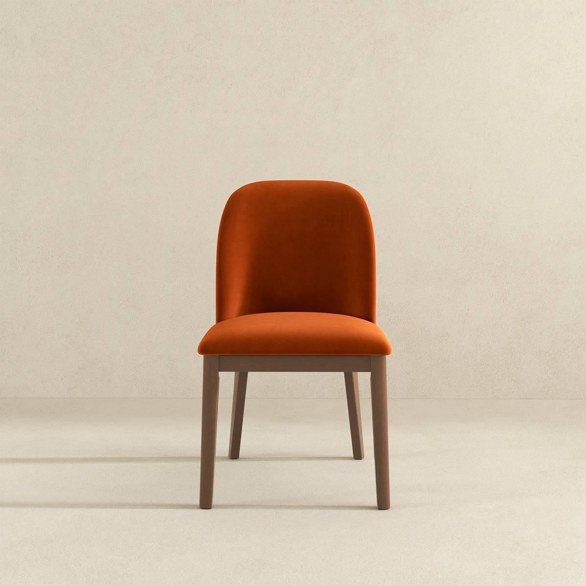 New Design Dining Kitchen Mid-Century Modern Chairs with Wood Legs Kaitlyn  Burnt Orange Velvet Dining Chair (Set Of 2) 33''