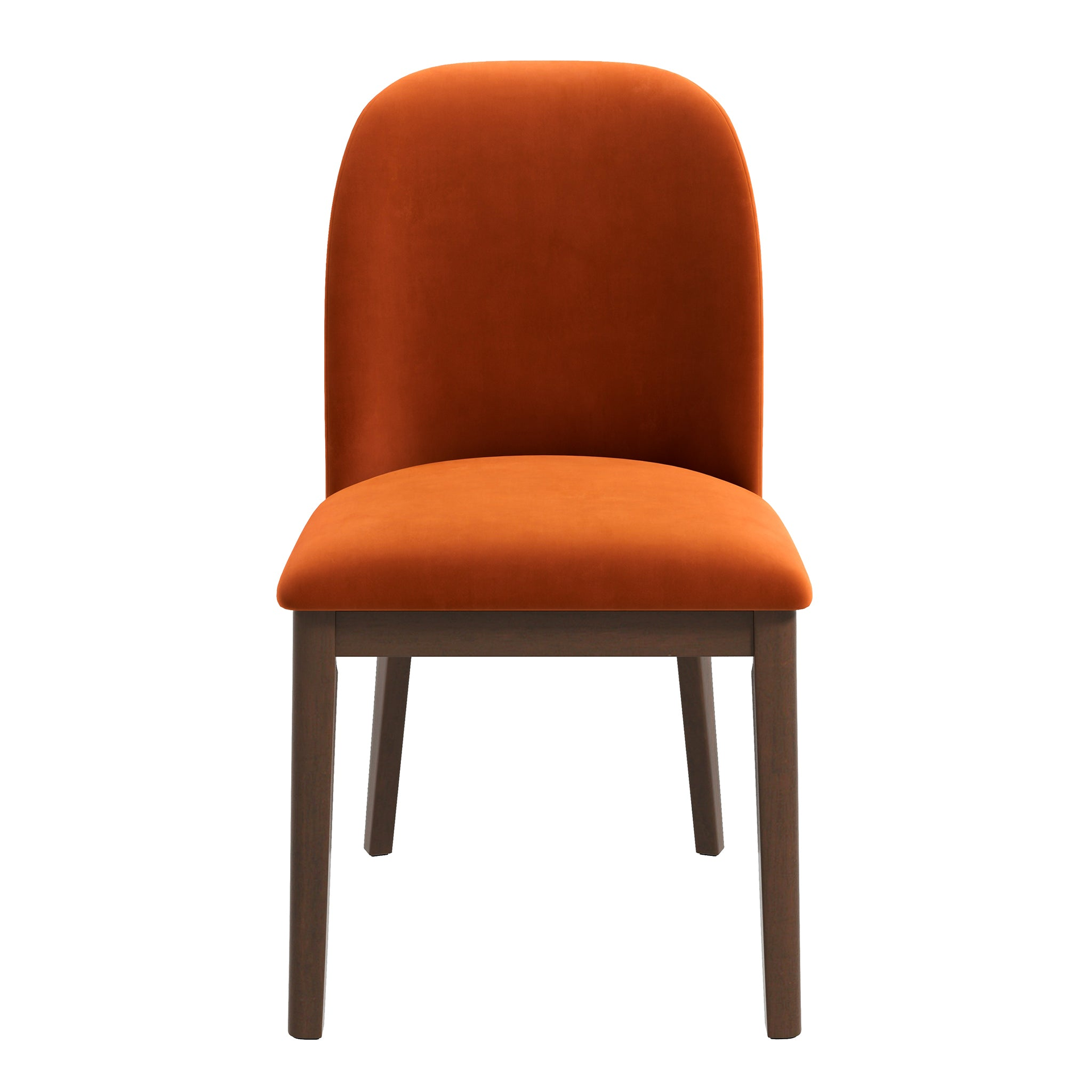 New Design Dining Kitchen Mid-Century Modern Chairs with Wood Legs Kaitlyn  Burnt Orange Velvet Dining Chair (Set Of 2) 33''