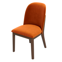 New Design Dining Kitchen Mid-Century Modern Chairs with Wood Legs Kaitlyn  Burnt Orange Velvet Dining Chair (Set Of 2) 33''