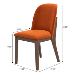New Design Dining Kitchen Mid-Century Modern Chairs with Wood Legs Kaitlyn  Burnt Orange Velvet Dining Chair (Set Of 2) 33''