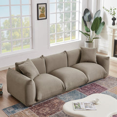 Kely 100'' Mocha Boucle Upholstered Sofa 29.1"H x 100"W x 35.8"D 3 Seater Sofa Comfy Couches for Living Room