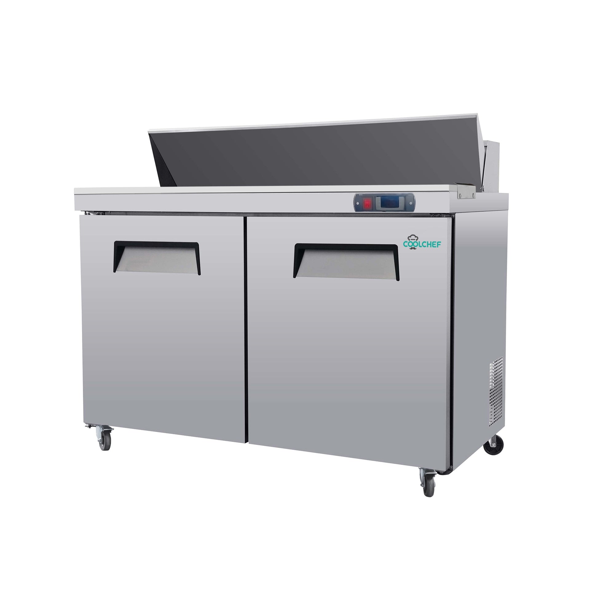 48" Coolchef Mega Top Refrigerated Sandwich Prep Table.NSF, ETL & DOE Certified.Energy-Efficient.Commercial-Grade Stainless Steel.Easy Maintenance