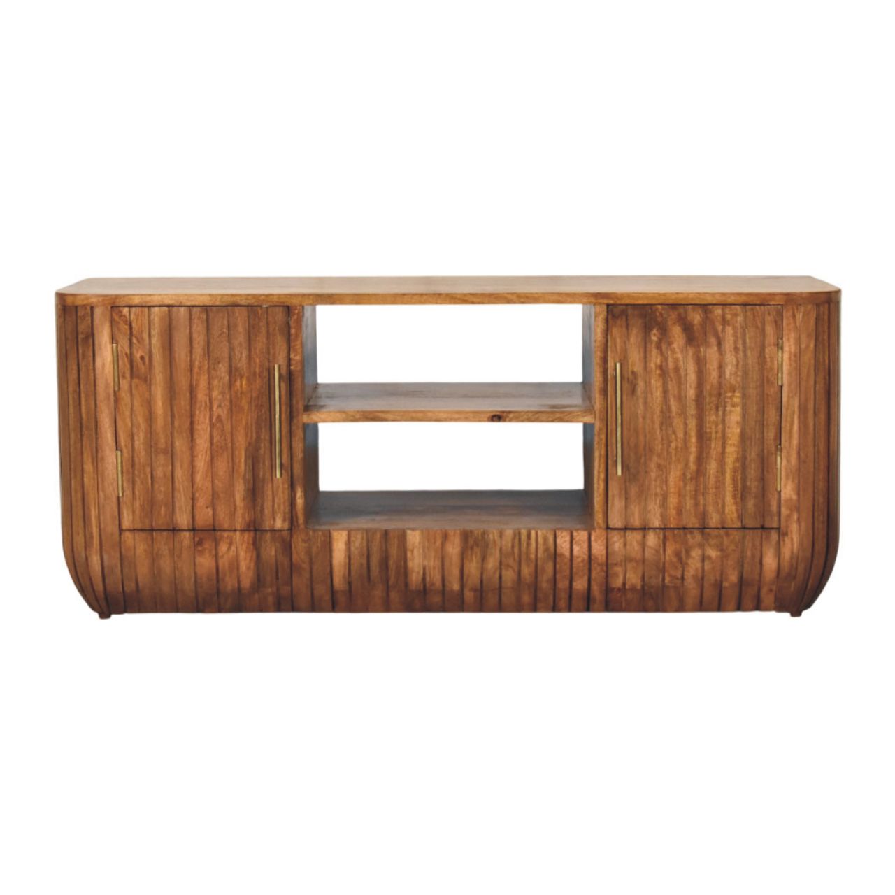 Artisan Furniture Solid Wood Fluted Media Console with Shelves