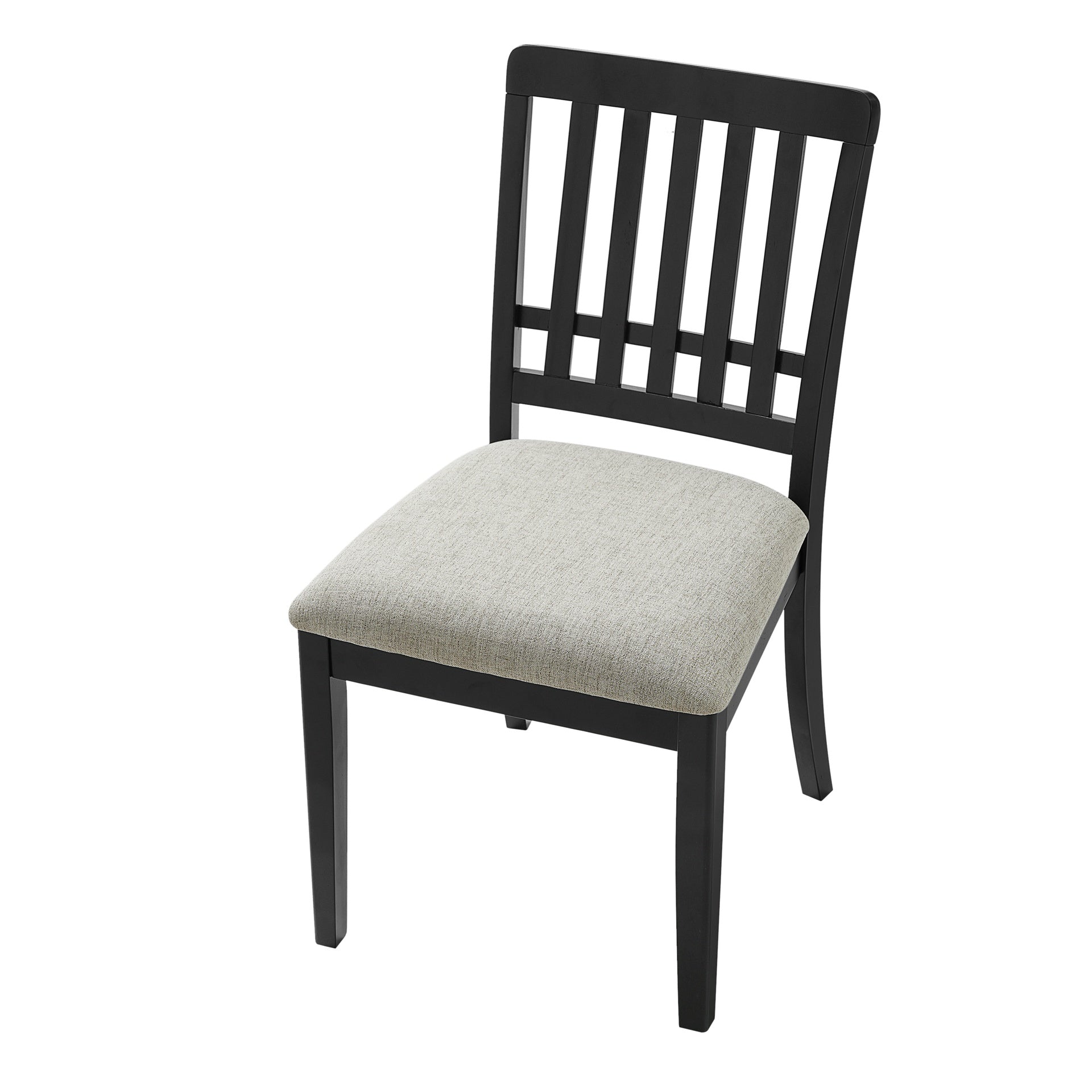 2-Piece Modern Scandinavian Dining Chairs, Curved Wood Backrest with Gray Fabric Seat, Finish for Dining Room and Apartment, Easy to Assembly -BLACK