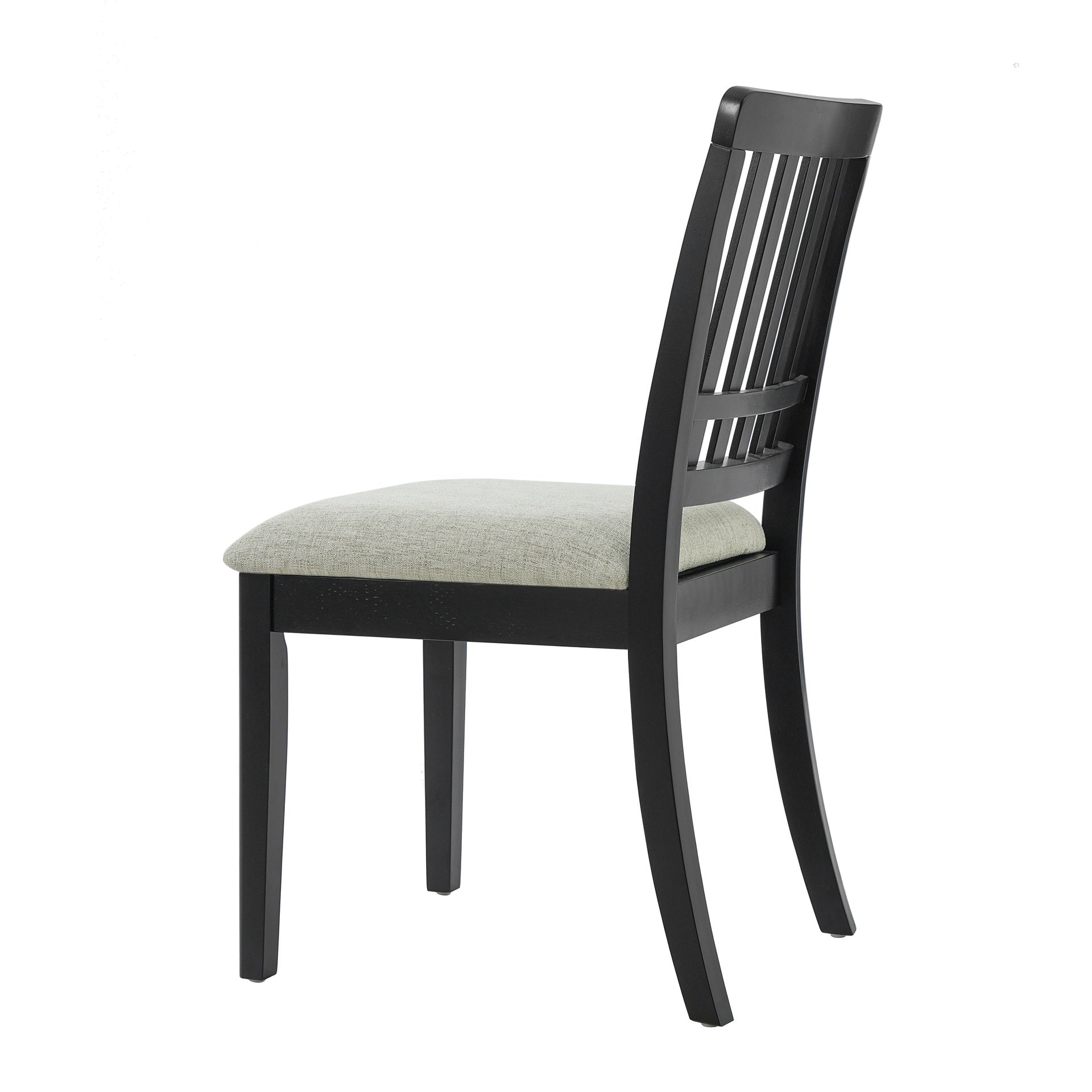 2-Piece Modern Scandinavian Dining Chairs, Curved Wood Backrest with Gray Fabric Seat, Finish for Dining Room and Apartment, Easy to Assembly -BLACK