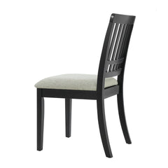 2-Piece Modern Scandinavian Dining Chairs, Curved Wood Backrest with Gray Fabric Seat, Finish for Dining Room and Apartment, Easy to Assembly -BLACK
