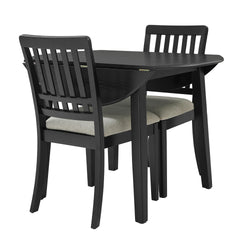 3-Piece Round Dining Table Set for 2 People, 1 Folding Wood Dining Table + 2 Upholstered Chairs, Space-Saving Design for Small Apartments and Dining Areas - BLACK