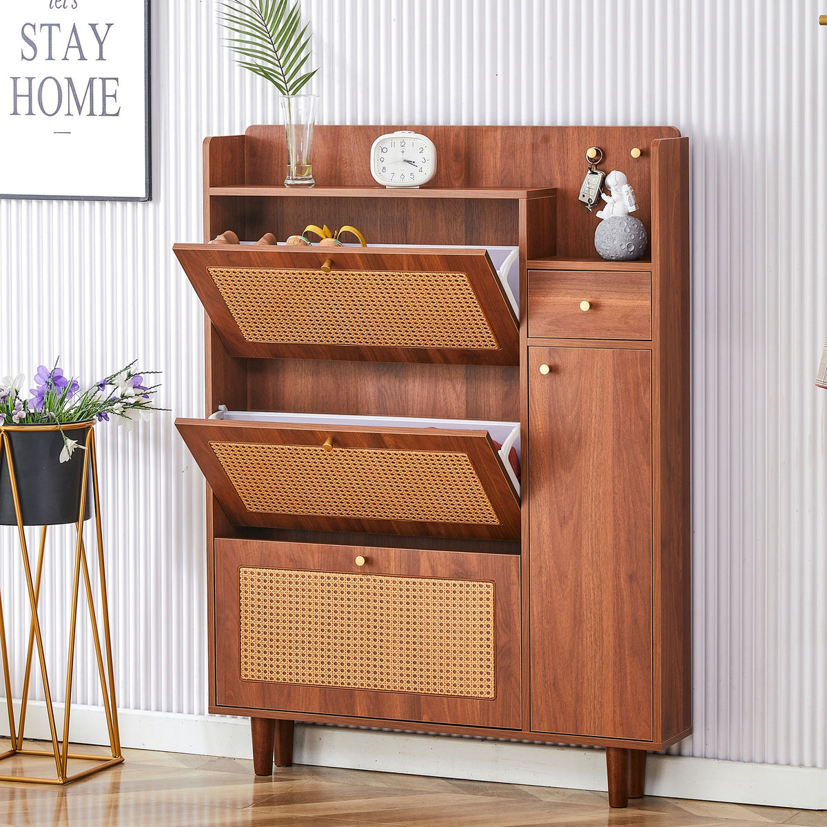 The modern minimalist MDF shoe cabinet, suitable for a variety of styles including Nordic, and industrial