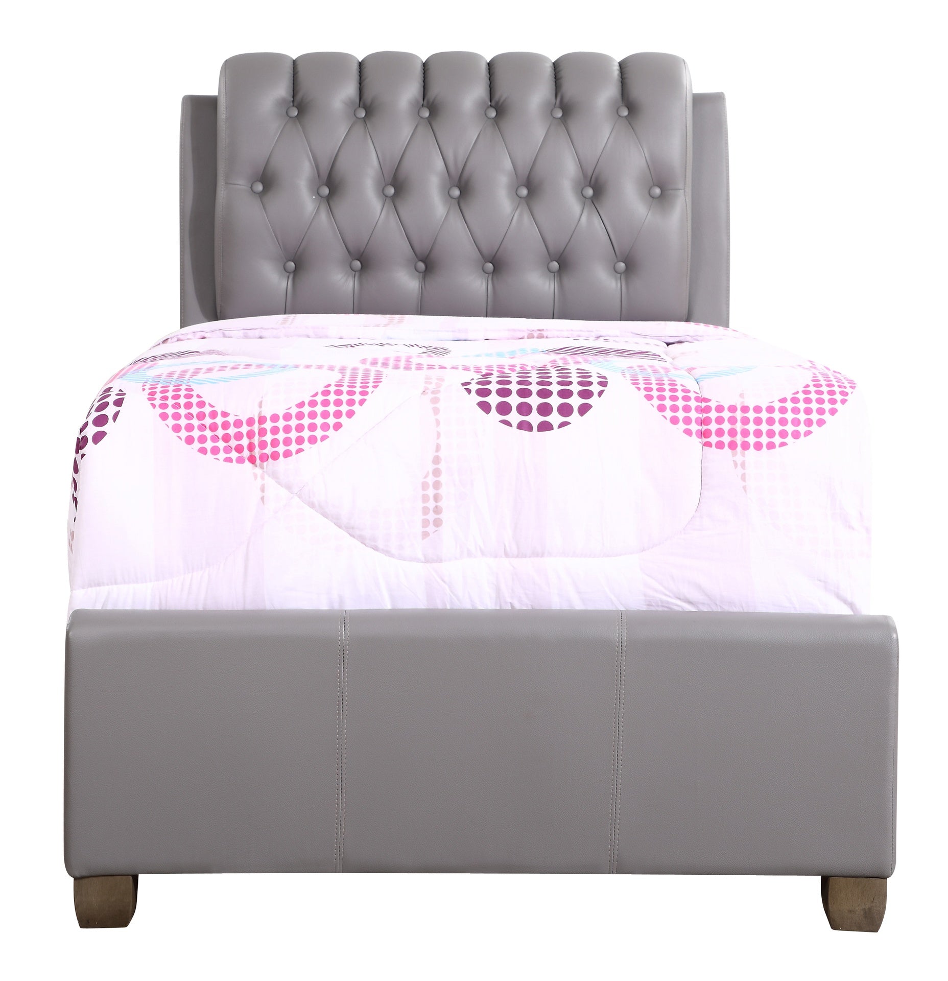 Contemporary Twin Bed In Light Grey Elegance