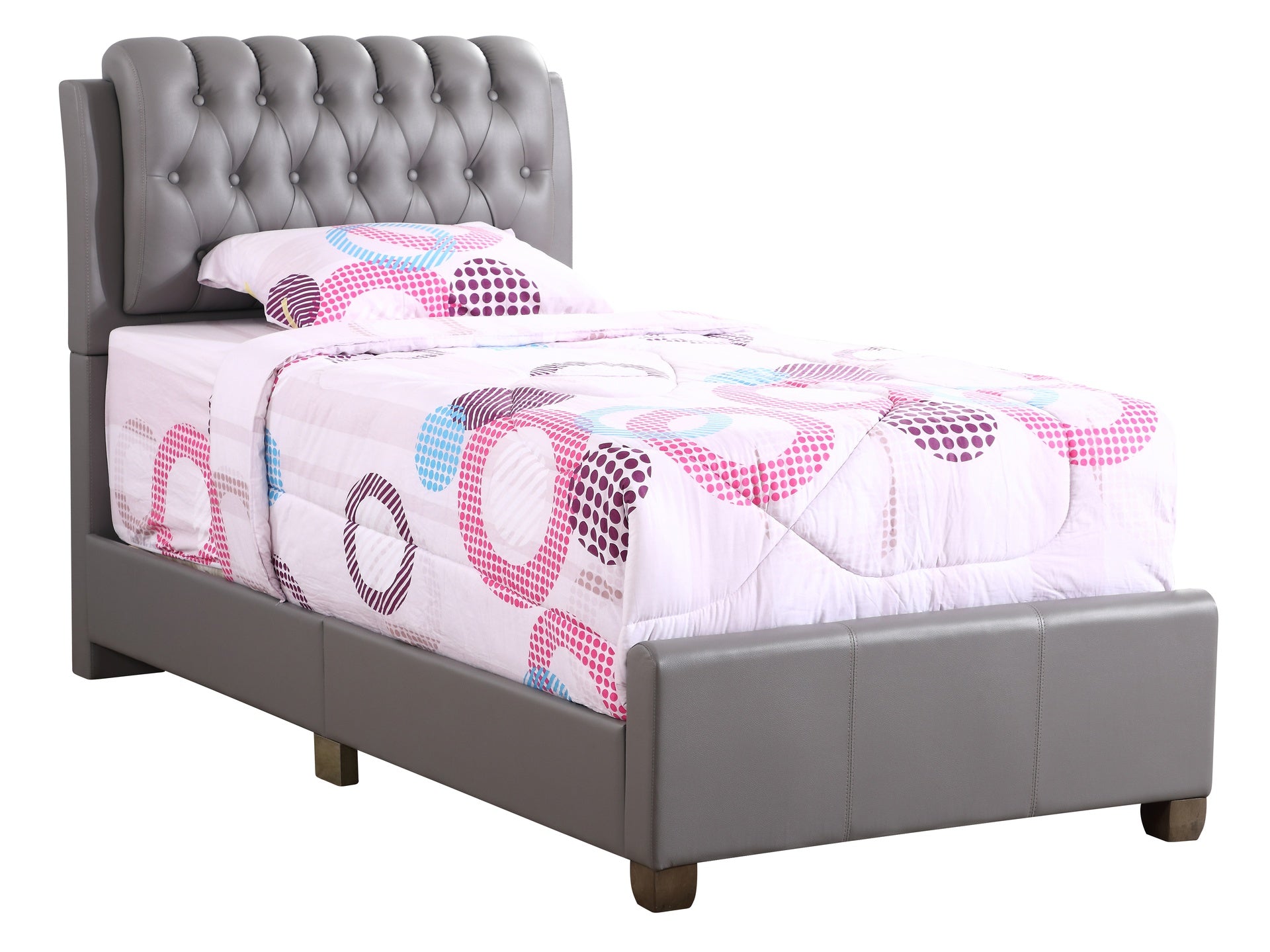 Contemporary Twin Bed In Light Grey Elegance