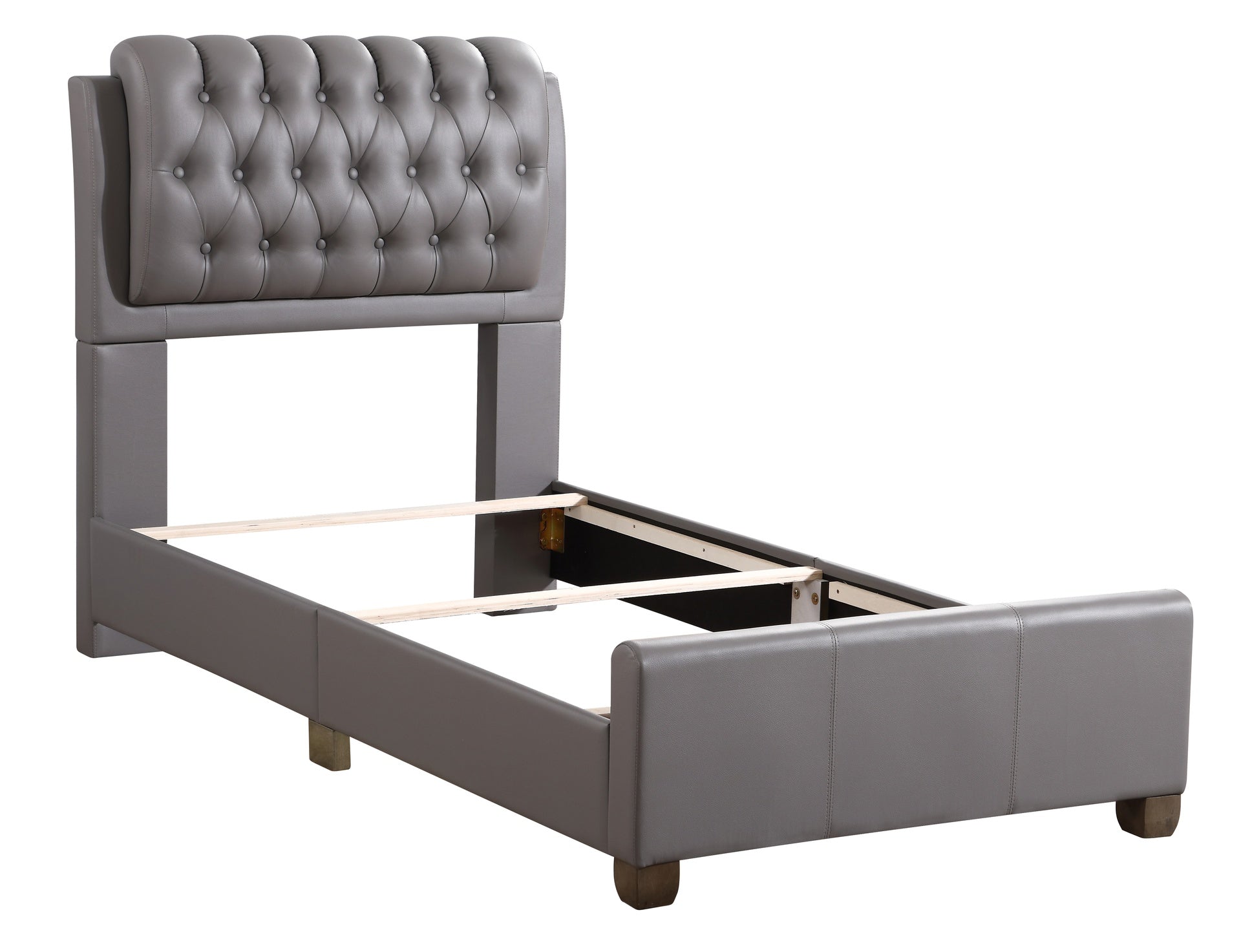 Contemporary Twin Bed In Light Grey Elegance