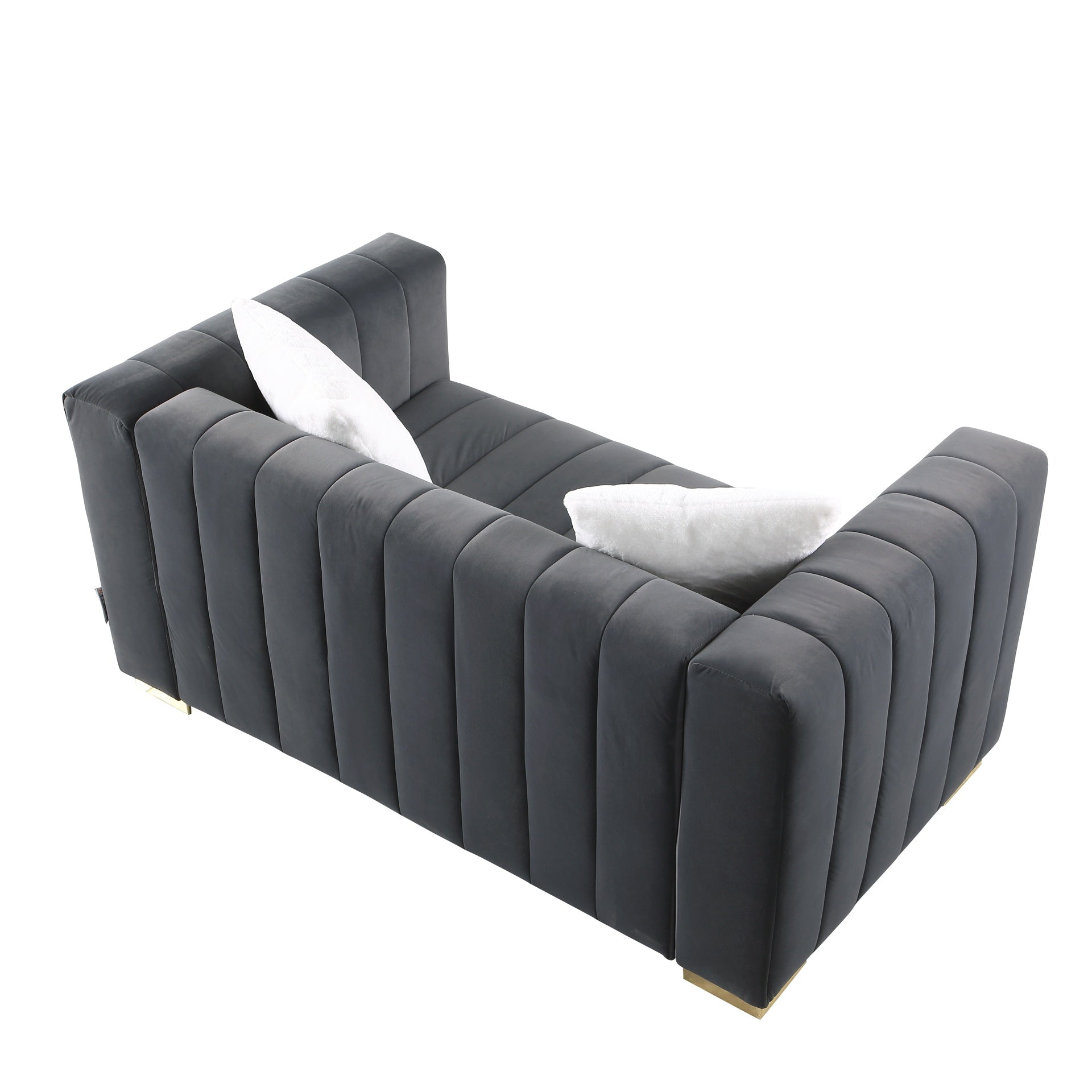 A modern  channel sofa  take on a traditional Chesterfield,Grey color,loveseater
