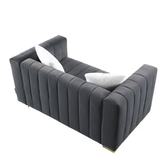 A modern  channel sofa  take on a traditional Chesterfield,Grey color,loveseater