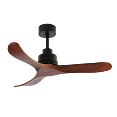 42-Inch Ceiling Fan Without Light, Solid Wood Blades, Downrod Mount for Sloped Ceiling ≤15°, Reversible Quiet DC Motor, Remote Control with 6 Speeds & Timer, Energy Saving for Bedroom, Living Room