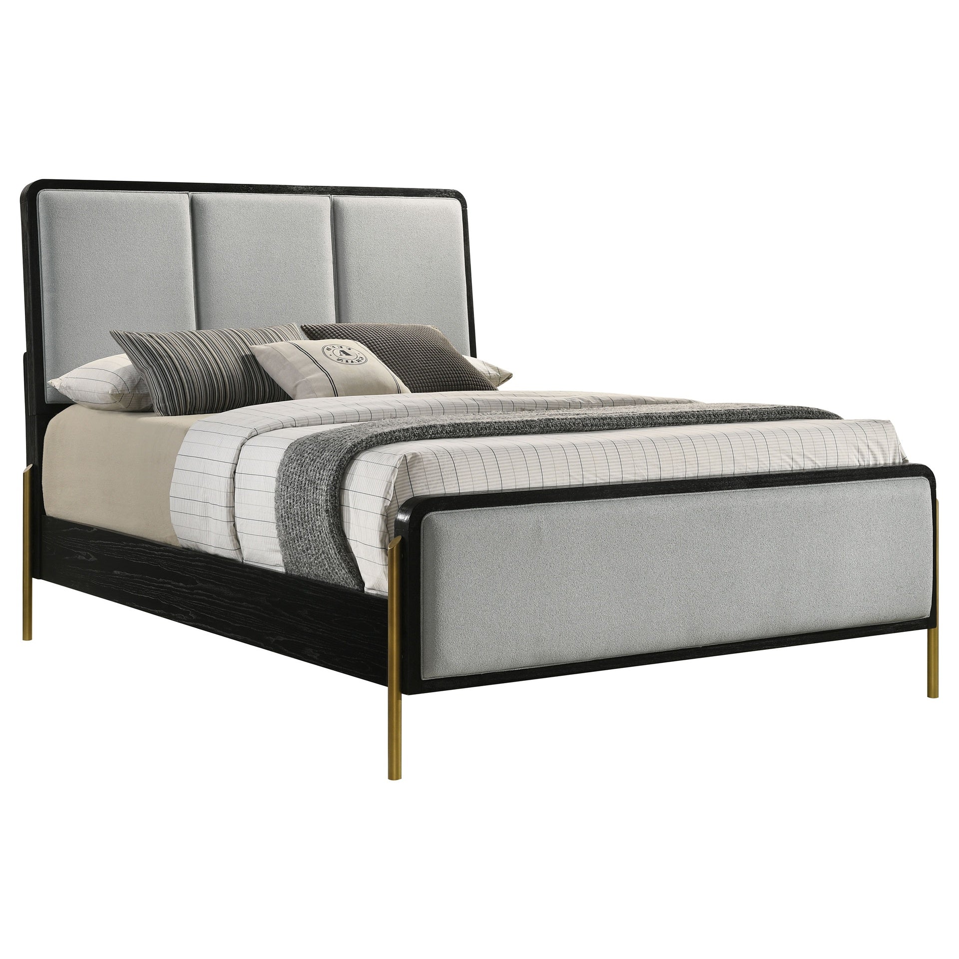 Anser Black and Grey Eastern King Panel Bed with Metal Leg
