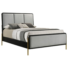Anser Black and Grey Eastern King Panel Bed with Metal Leg