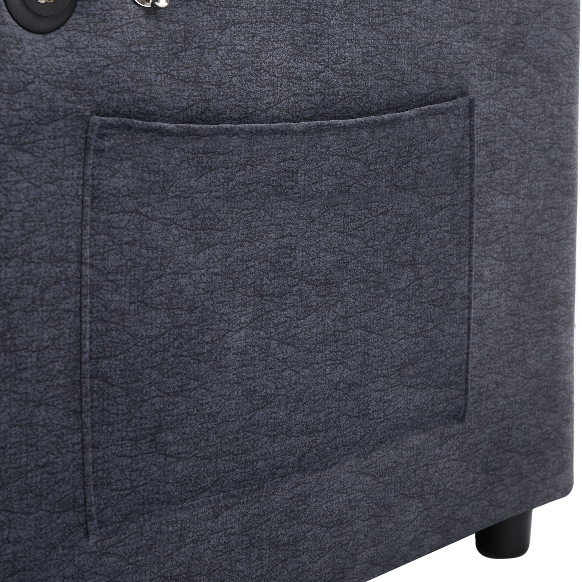 55.9" Convertible Sofa Bed Loveseat Sofa with Three USB Ports, Two Side Pockets, Two Cup Holders and 360°Swivel Phone Holder for Living Room, Blue Grey
