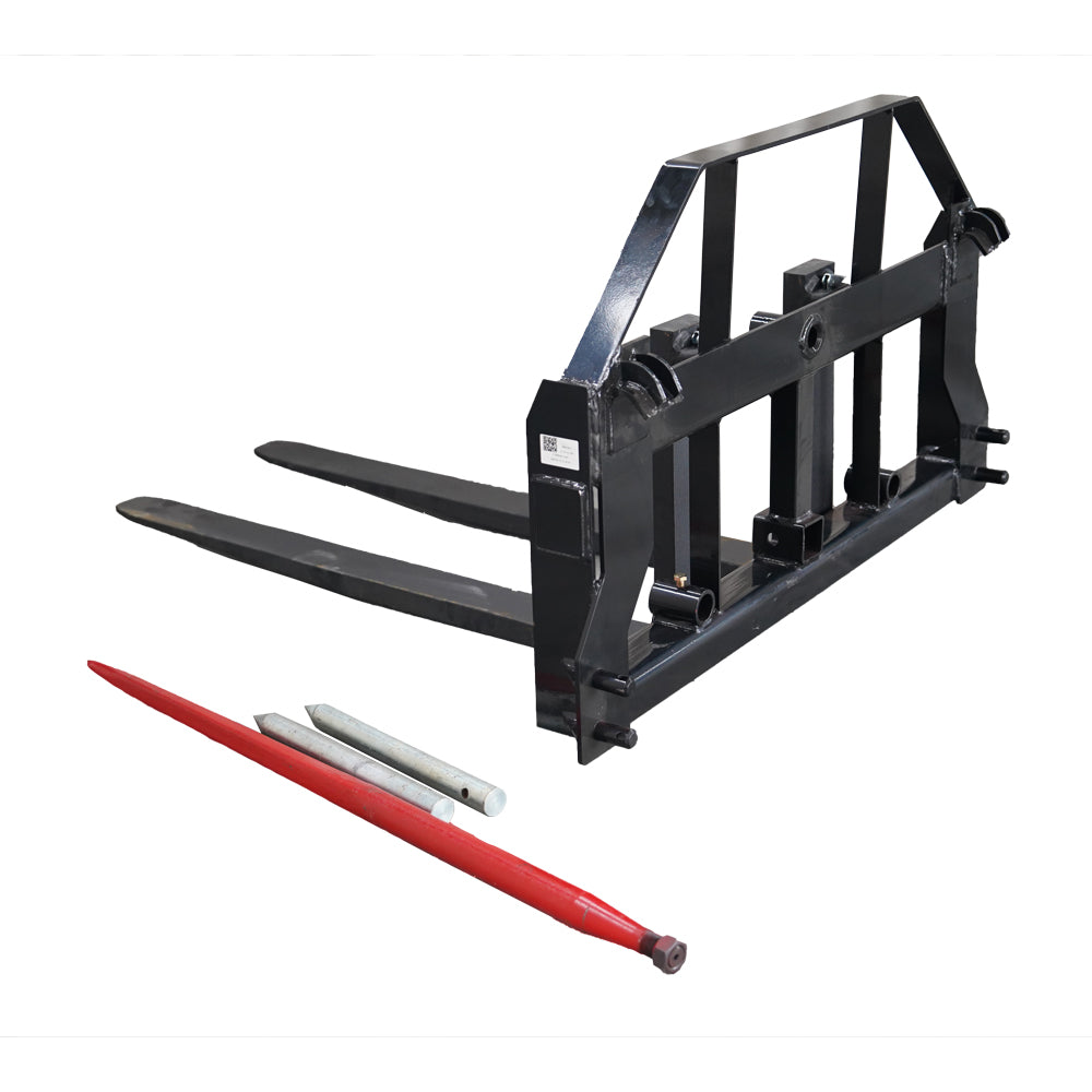 Standard Series Pallet Fork Frame, Hay Frame Attachment, Fits John Deere Tractors, 48.75" Hay Spears, Stablizers and 48" Pallet Fork Blades