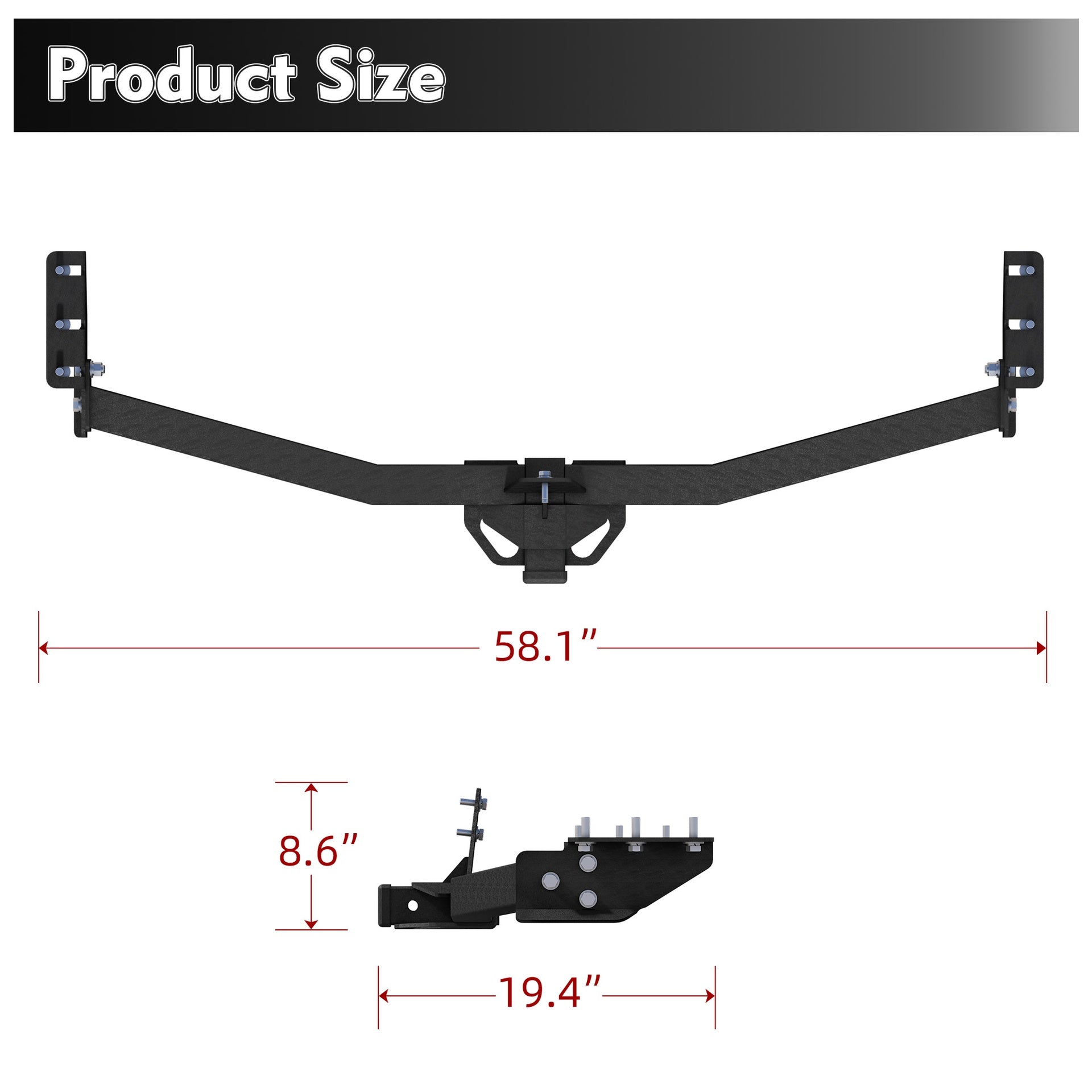 2'' Class 3 Heavy Duty Steel Tow Hitch Receiver with Hitch Lock Pin Compatible with 2003-2008 Honda Pilot All Models / 2001-2006 MDX All Models.