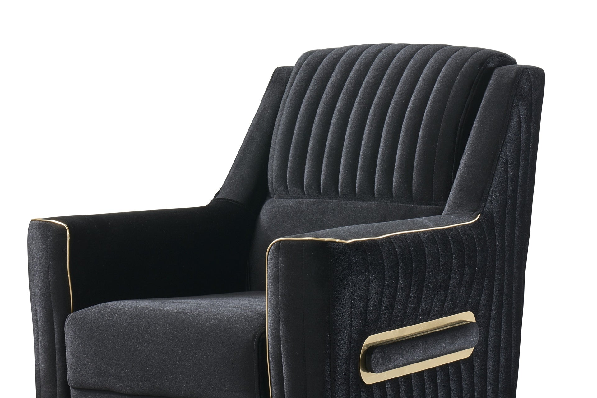 Melody Modern Contemporary Velvet Fabric Upholstered Chair made with Wood & Iron in Black  same as B009P294760 (CA inventory)