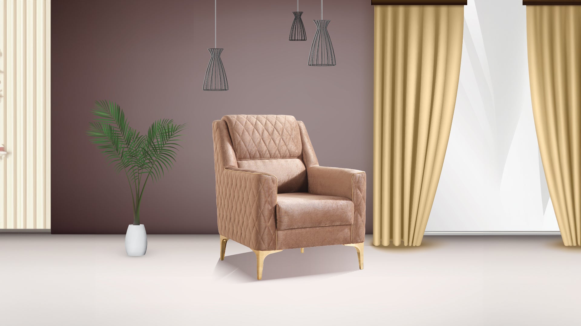 Luna Modern Style Chair in Copper  same as B009138503 (CA inventory)