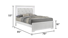 Blaze Upholstered Modern Style 4 Pc King Bedroom Set with LED Headboard Made with Wood in White(CA WAREHOUSE)