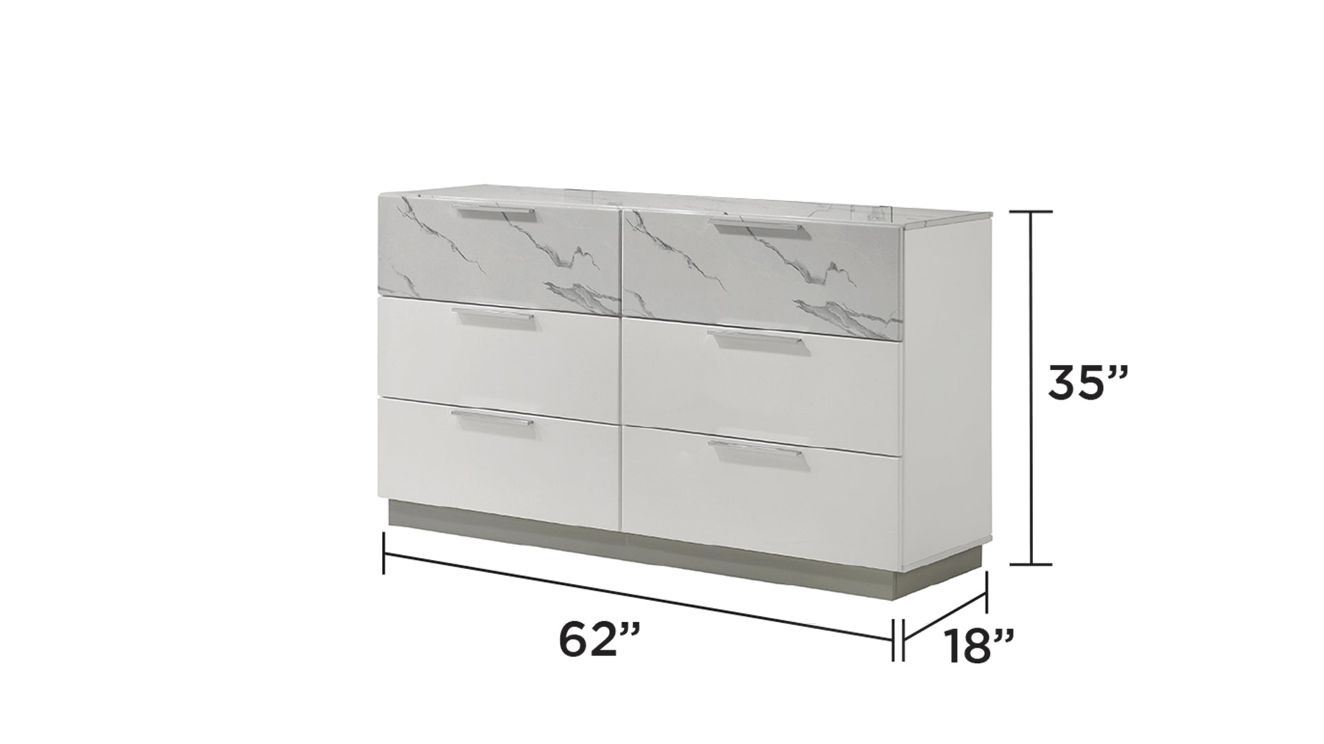 Mist Queen 4-Piece Set – Two-Tone High-Gloss Marble & Lacquer Finish with LED Lighting White (CA Inventory)