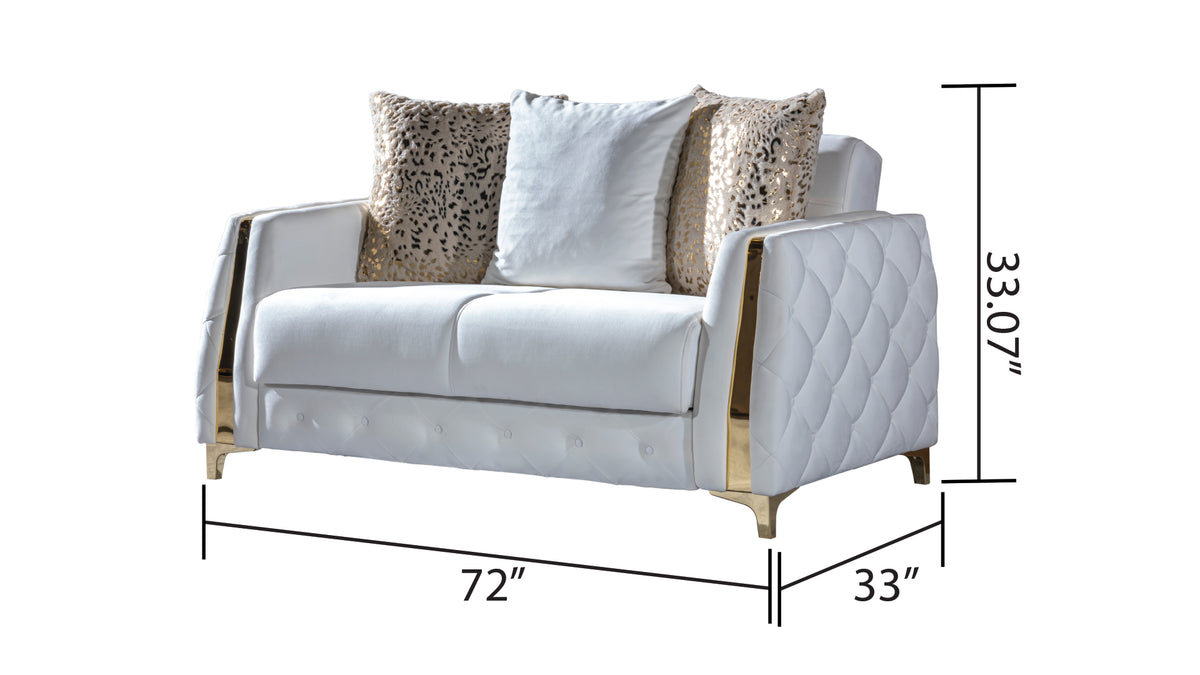 Lust Modern Style Loveseat in Off White(CA INVENTORY)